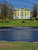 Mezotne Palace from the opposite bank of Lielupe